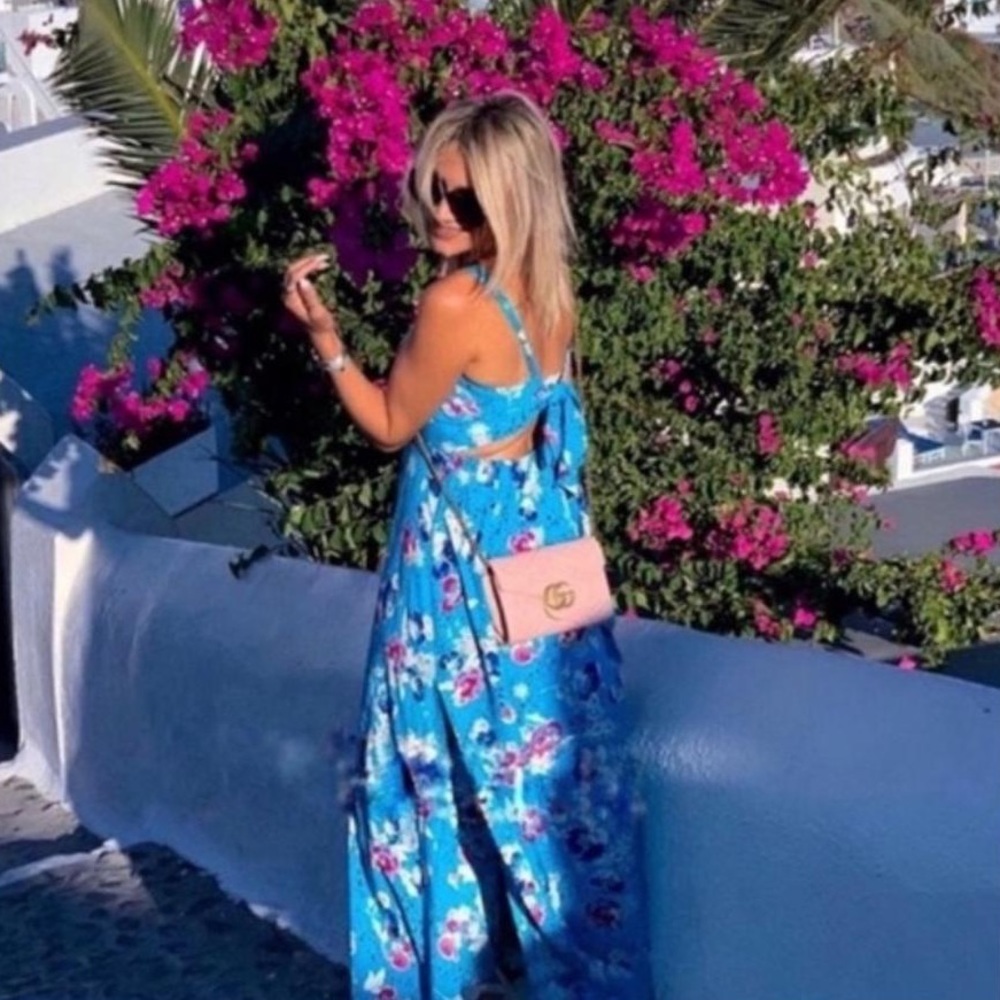 ZARA blue floral print maxi dress
